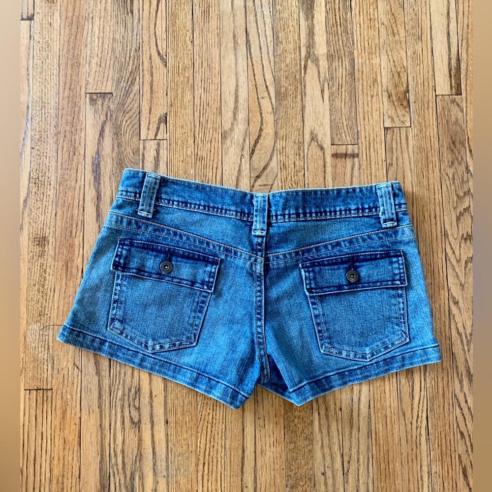 American Eagle Low Rise 8 Jean Shorts‎ Stretch Y2K Mini Denim Hot Pants Blue - Picture 11 of 11